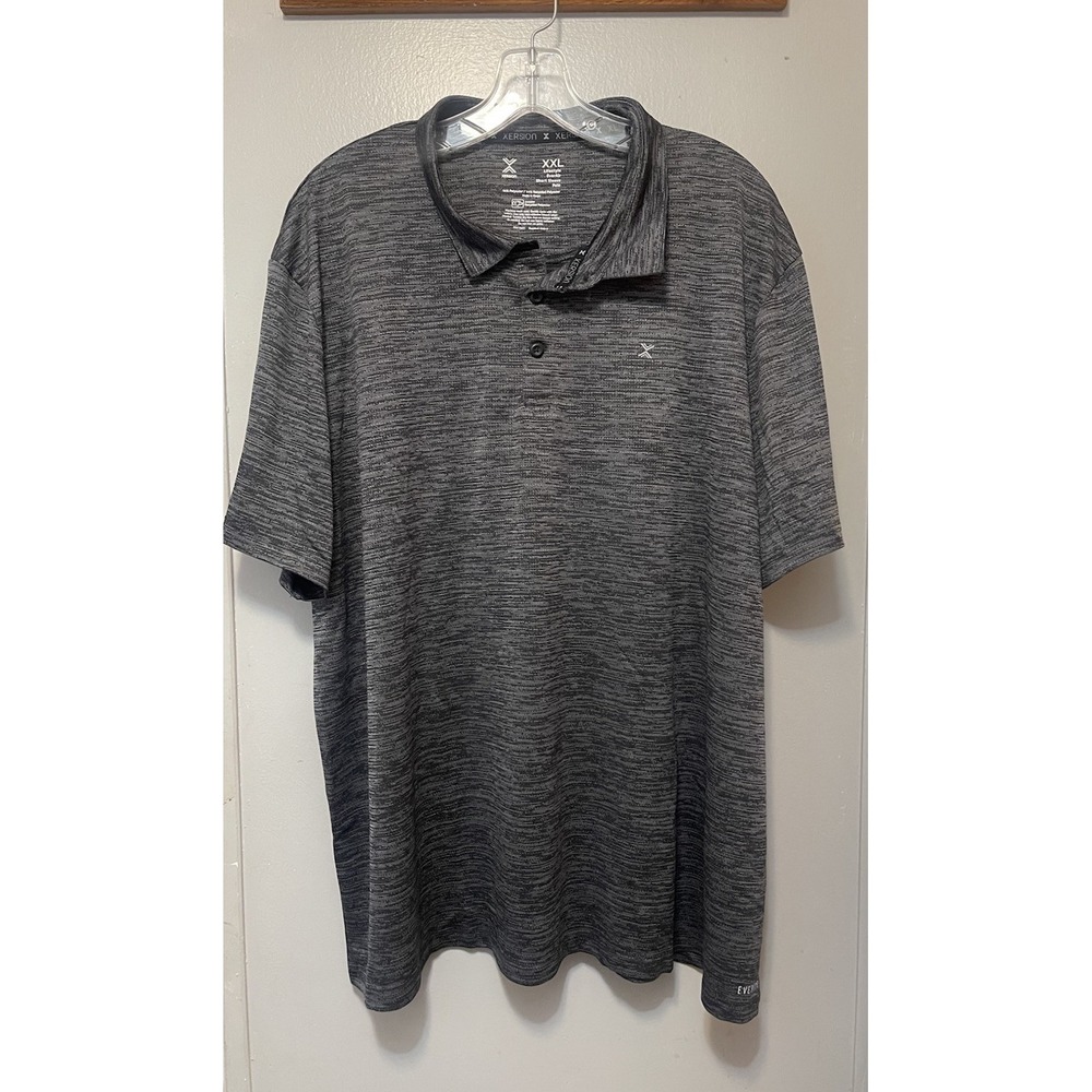 xersion mens Polo shirt 2XL Black/gray Lifestyle Ever Air Short Sleeve
